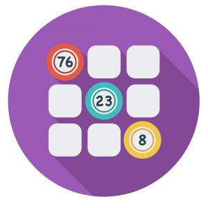 Lottery numbers on purple background for lottery syndicate.
