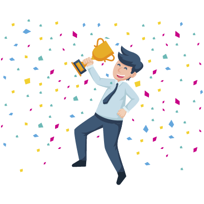 man winning prize