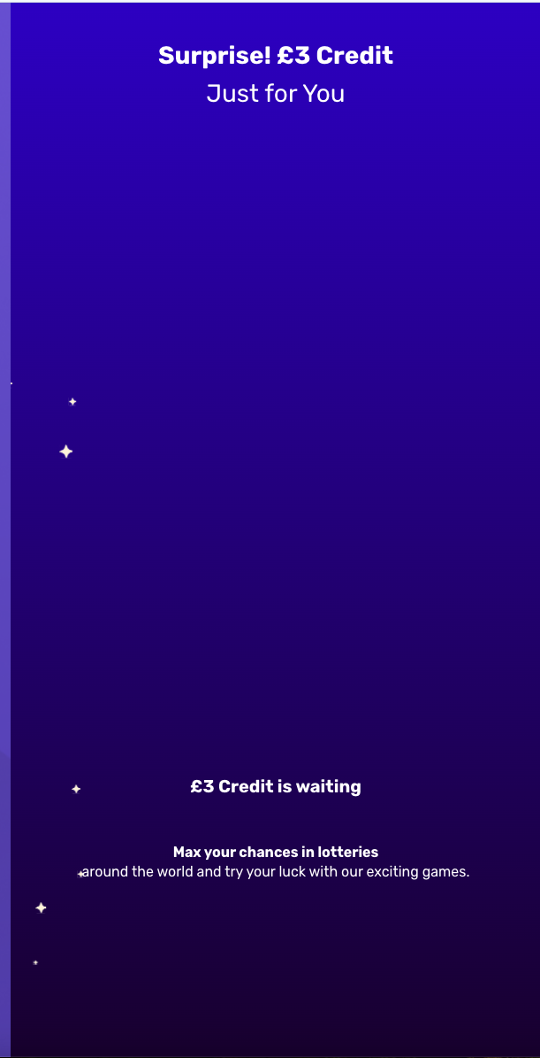LottoSocial surprise free credit screen