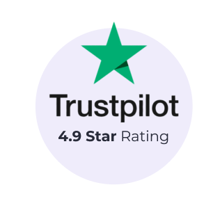 Trustpilot 4.9 Star Rating logo showing the Trustpilot star and high rating