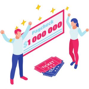 Graphic of people winning the lottery