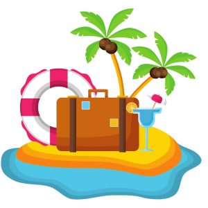 Graphic of a beach paradise